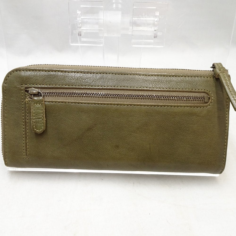 Genten Leather L-Zip Long Wallet Khaki