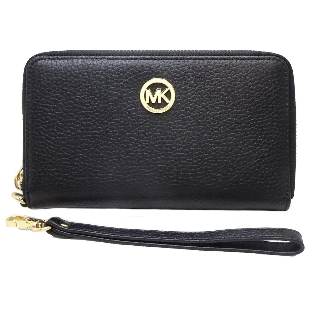 Michael Kors Leather Zip-Around Wallet Black