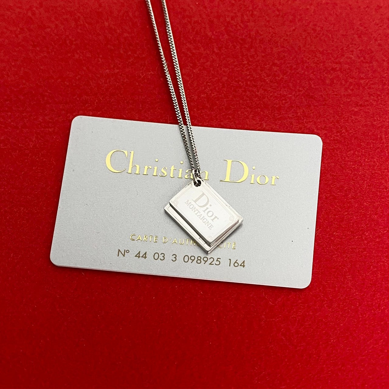 Dior Logo Plate Necklace Metal Necklace in Very Good Condition