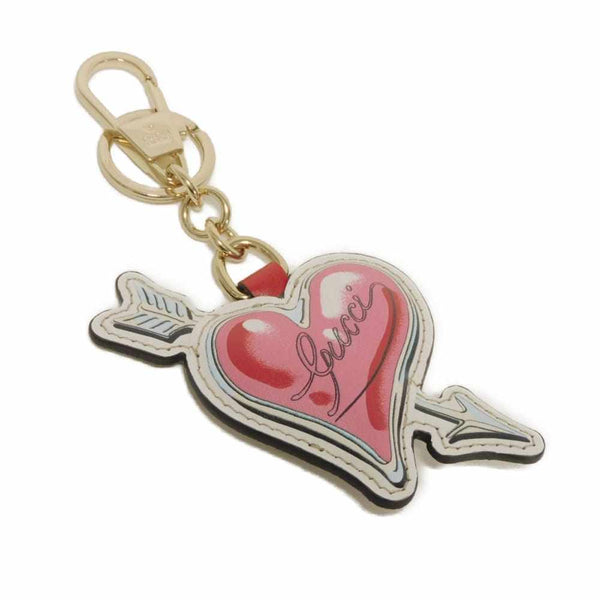 Gucci Playful Heart GG Supreme Leather Keyring