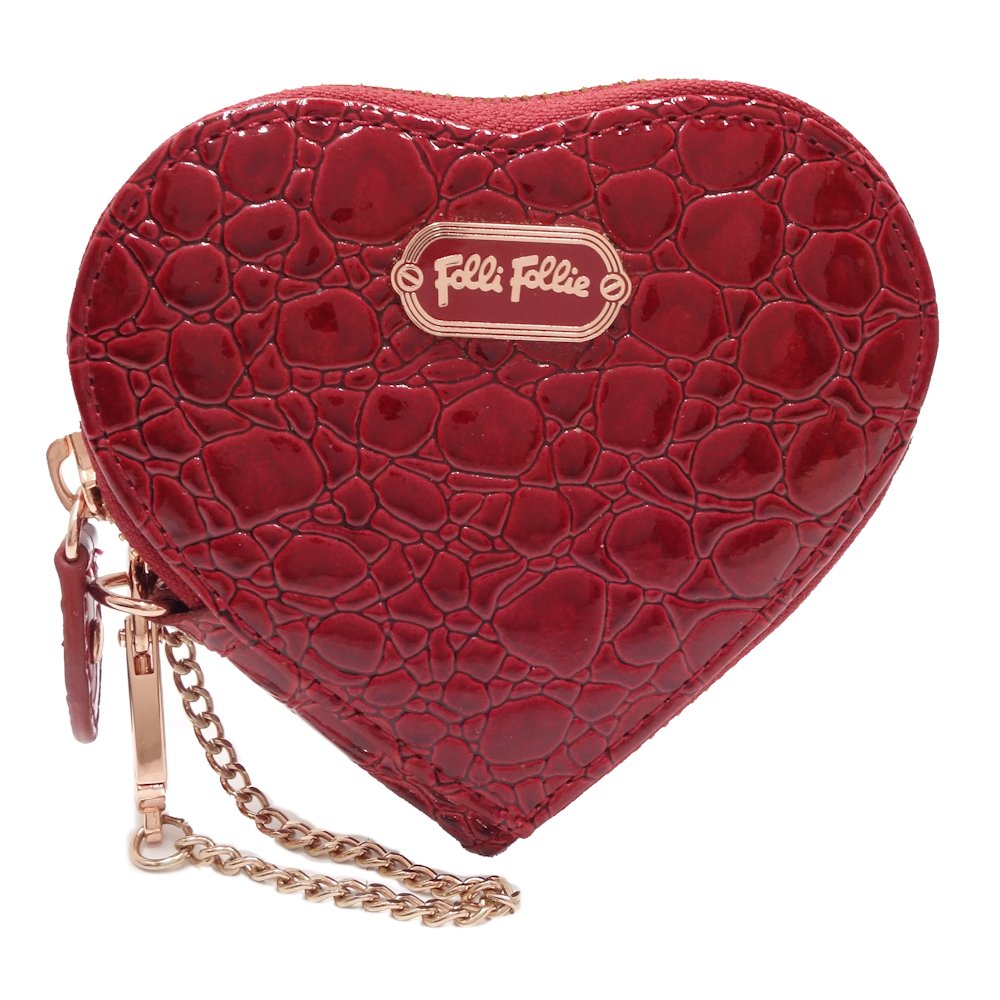 Folli Follie Coin Case Keyring Heart Red