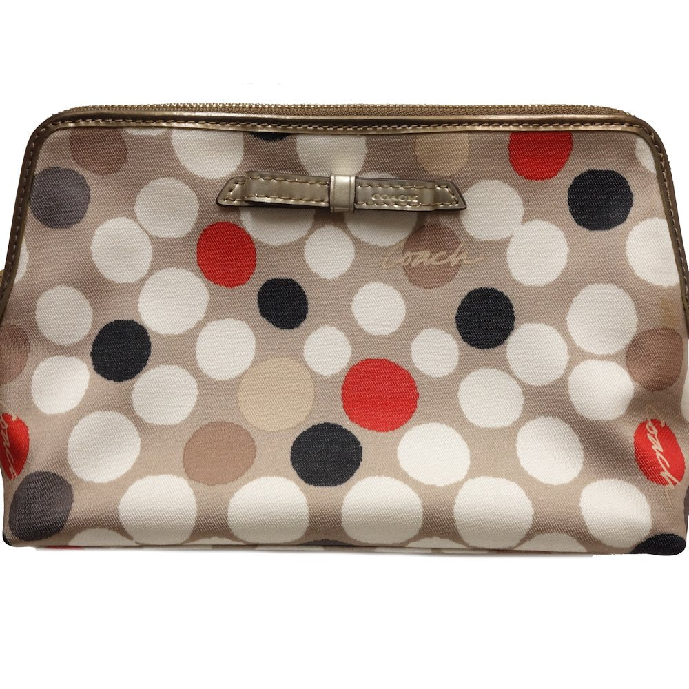 Coach Canvas Polka Dot Pouch Beige Multicolor