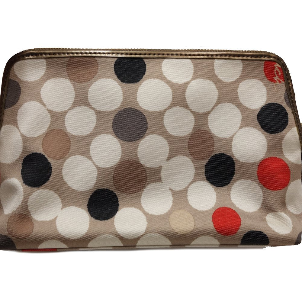 Coach Canvas Polka Dot Pouch Beige Multicolor