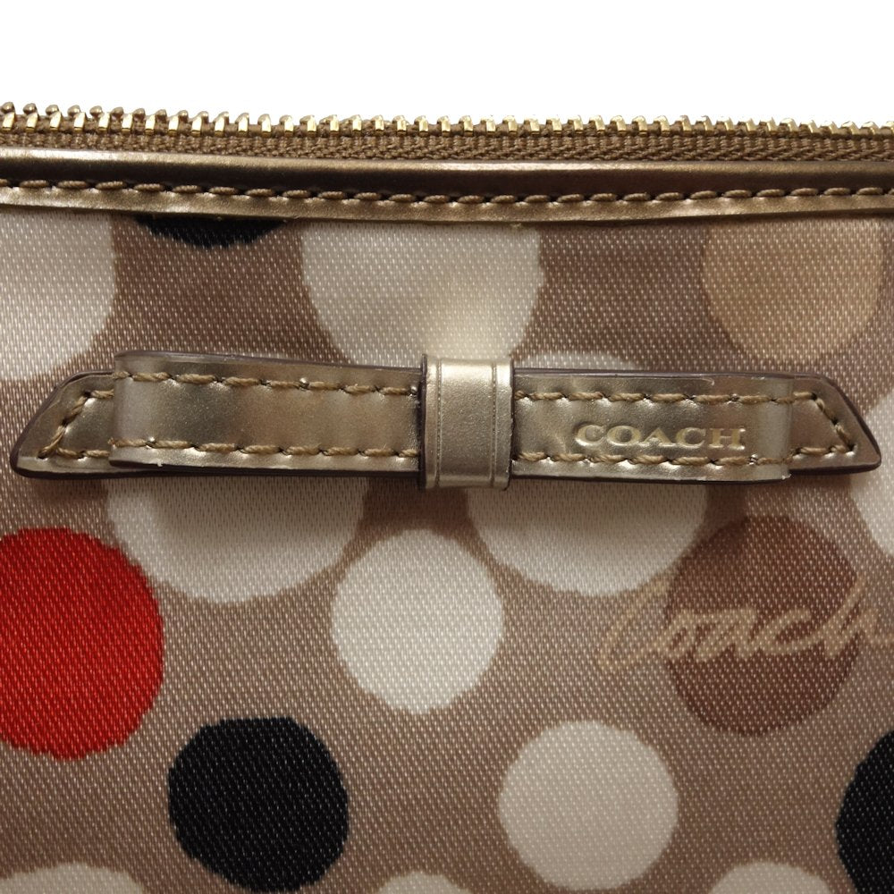 Coach Canvas Polka Dot Pouch Beige Multicolor