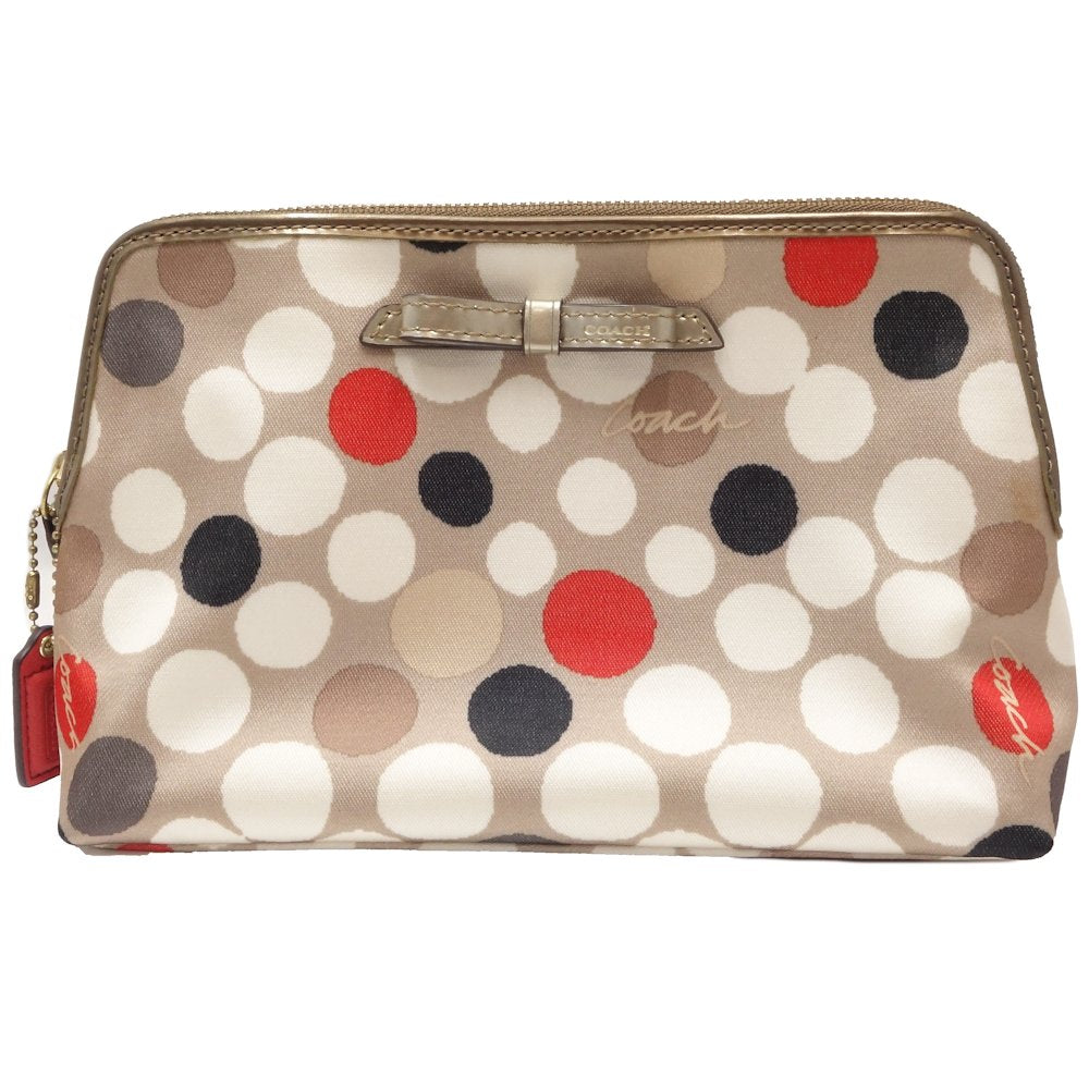 Coach Canvas Polka Dot Pouch Beige Multicolor