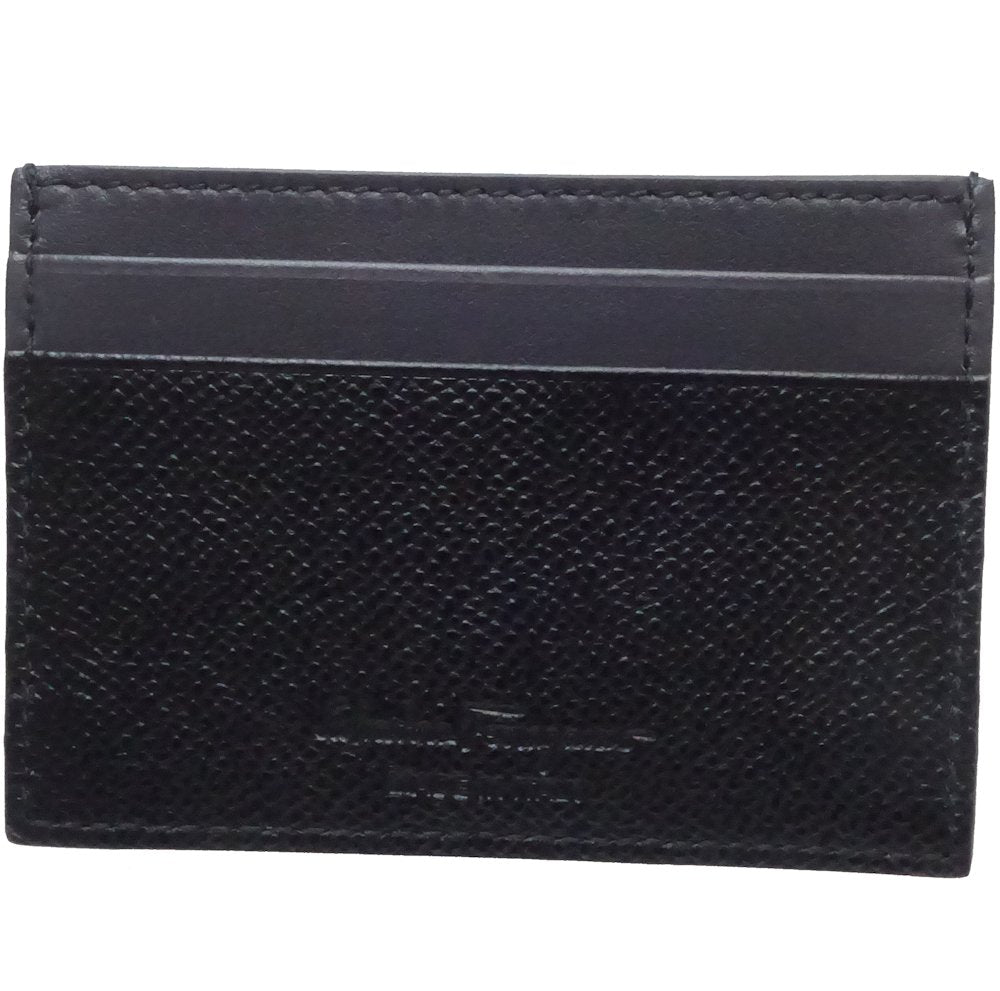 Salvatore Ferragamo Leather Card Case Black Gray