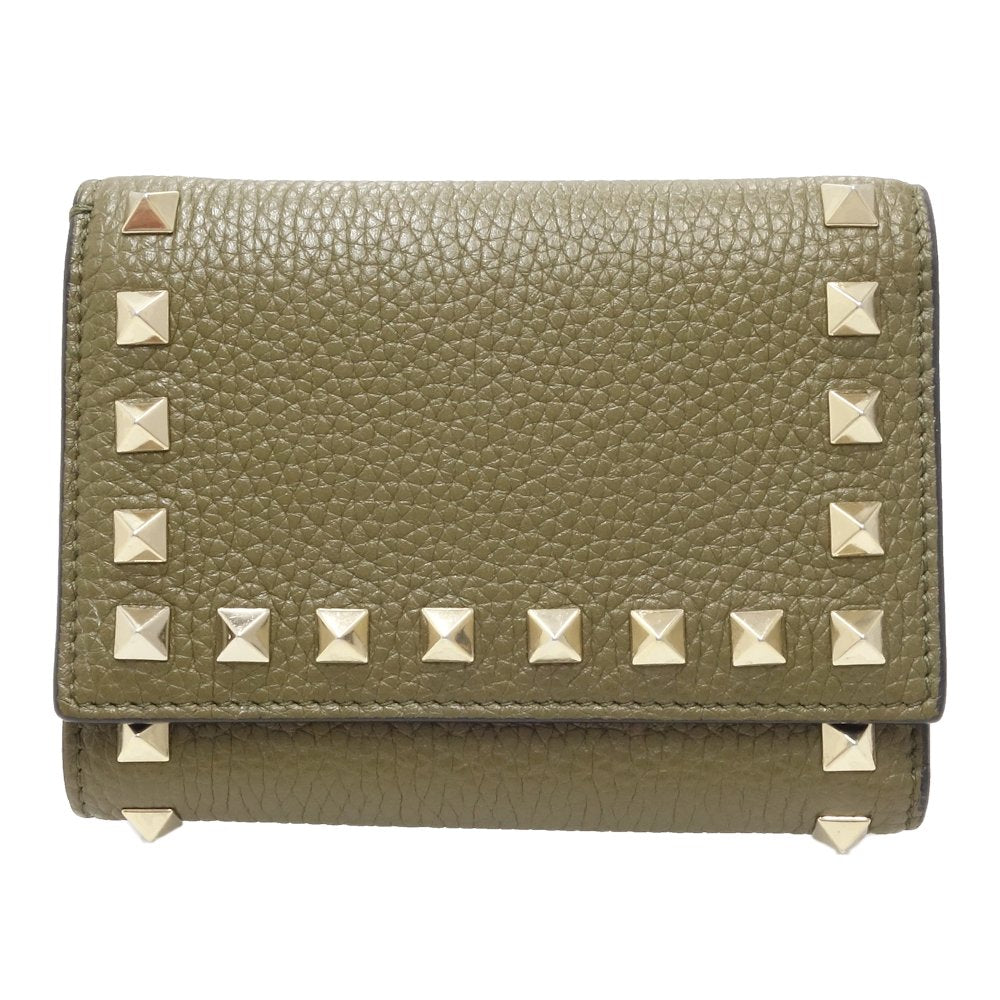 Valentino Rockstud Leather Trifold Wallet