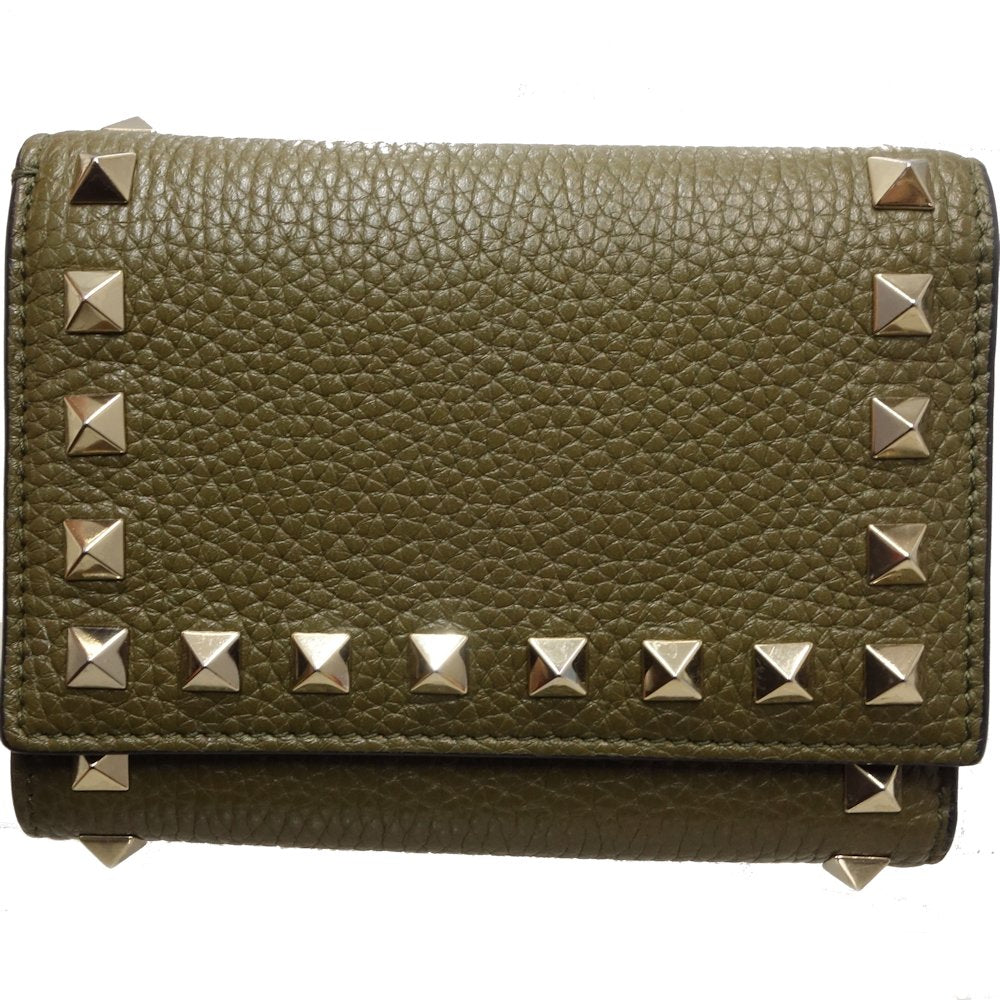 Valentino Rockstud Leather Trifold Wallet