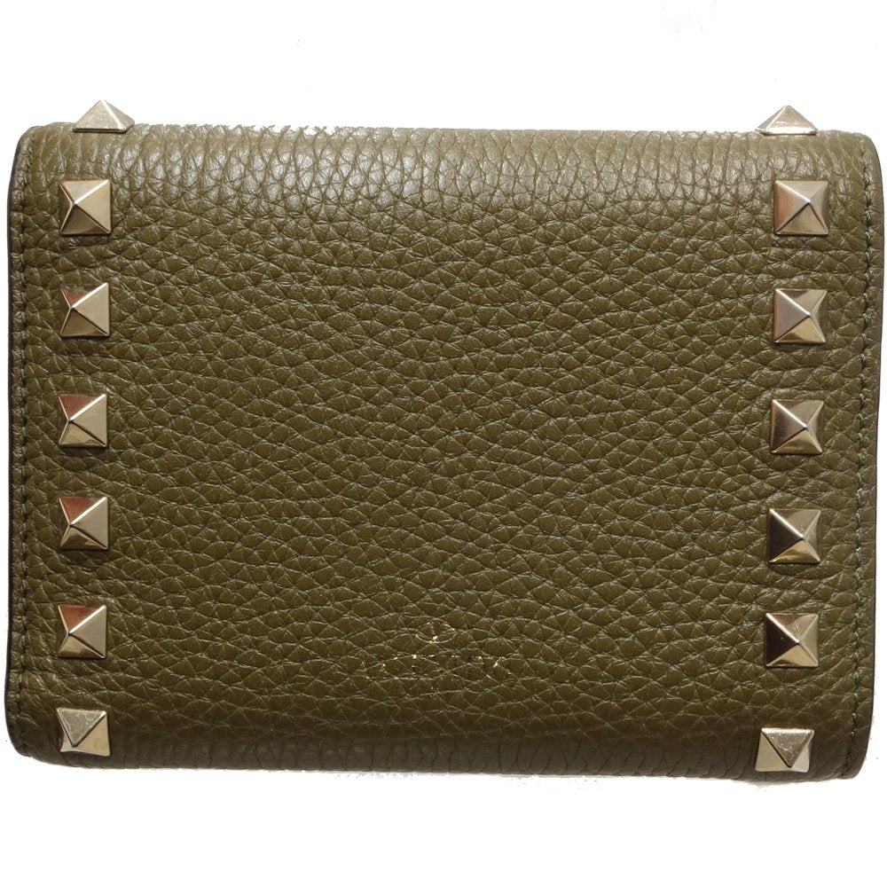 Valentino Rockstud Leather Trifold Wallet