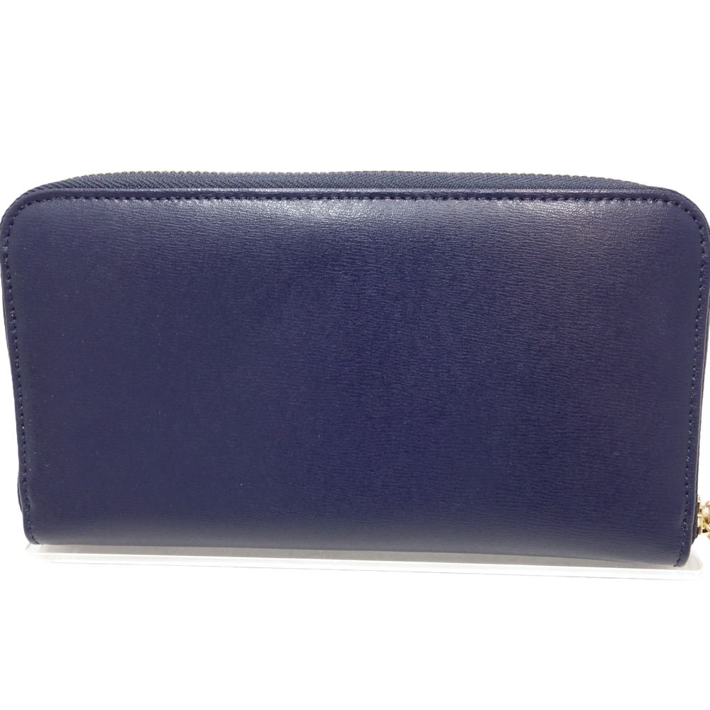 Salvatore Ferragamo Leather Zip Wallet Navy