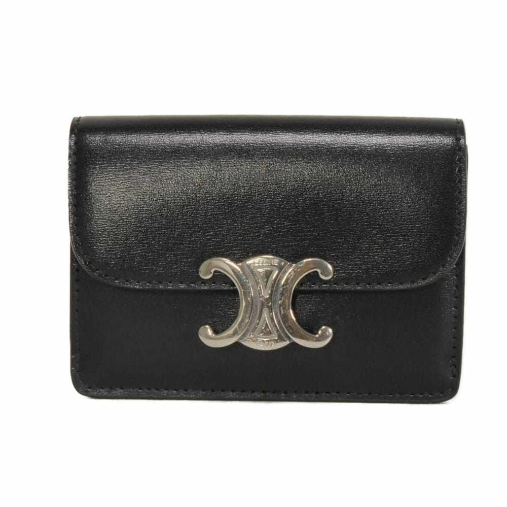 CELINE Triomphe Flap Shiny Calfskin Card Holder