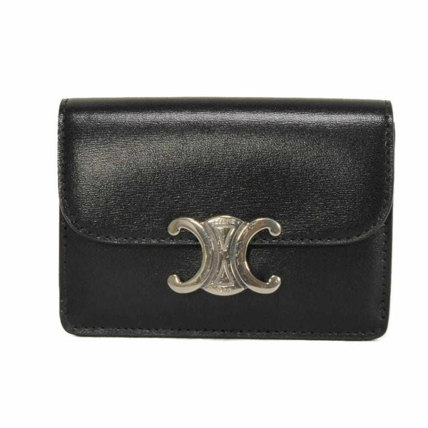 CELINE Triomphe Flap Shiny Calfskin Card Holder