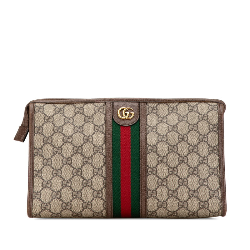 Gucci Ophidia GG Supreme Clutch Bag 598234 Beige Brown PVC Leather in Very Good Condition