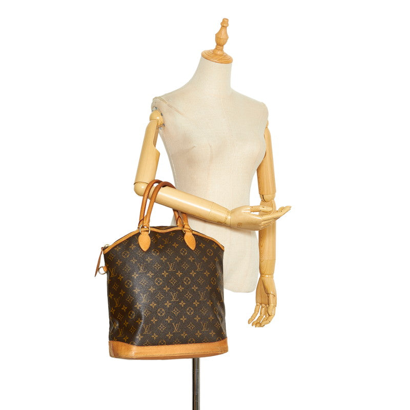 Louis Vuitton Monogram Lockit MM Handbag M40606 Brown PVC Leather