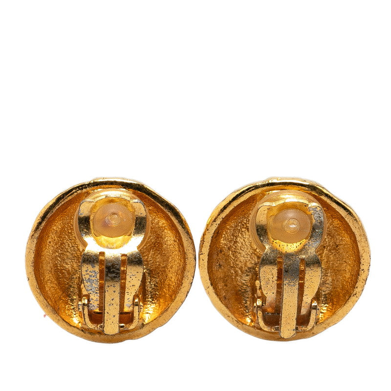 Chanel Vintage Coco Mark Round Earrings Gold Plated in Great Condition