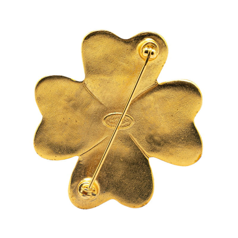 Chanel Vintage Clover Motif Brooch Gold