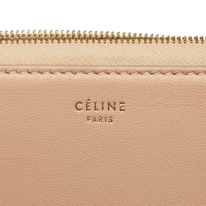 Celine Bicolor Leather Zip-Around Wallet Beige Red