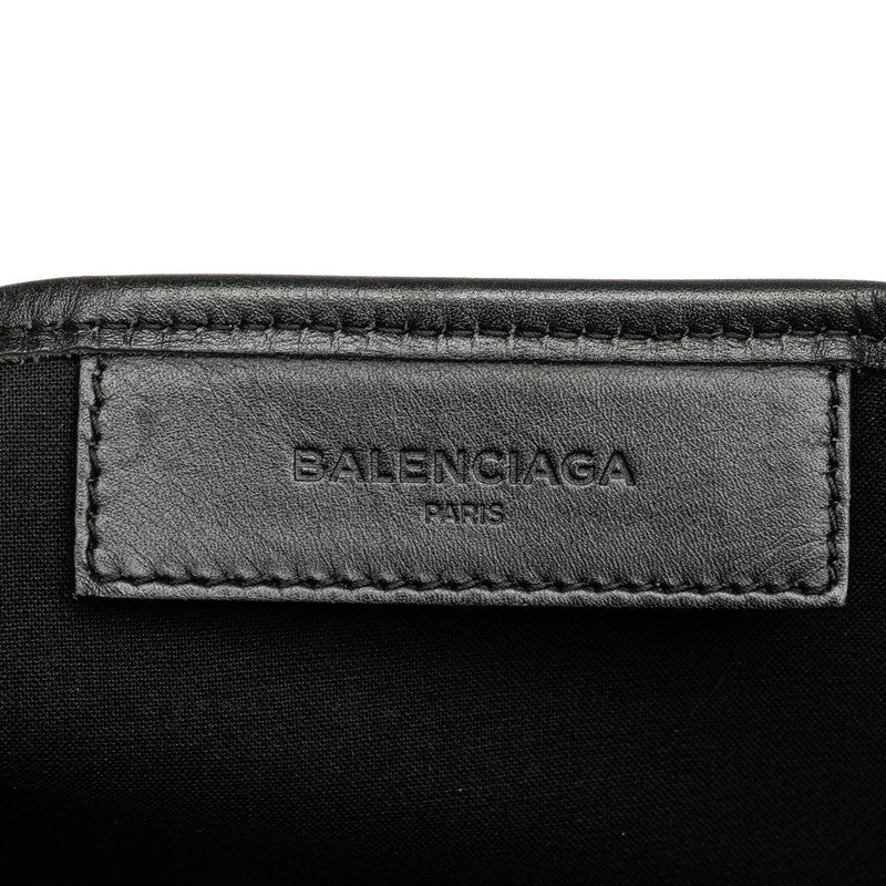 Balenciaga Navy Cabas XS Canvas Leather Handbag