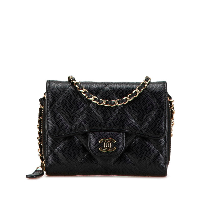 Chanel Caviar Matelasse Chain Wallet Black