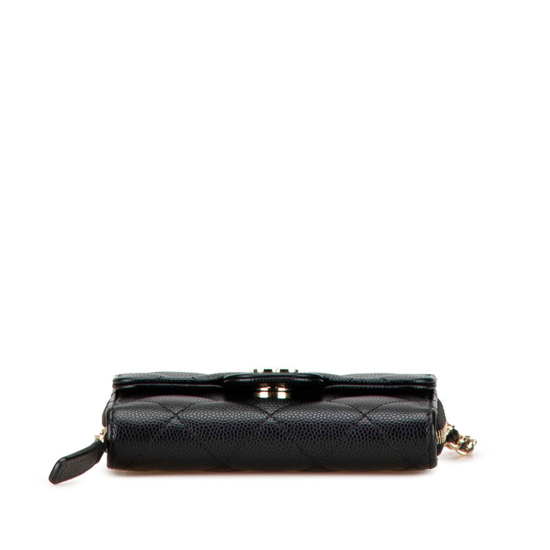 Chanel Caviar Matelasse Chain Wallet Black