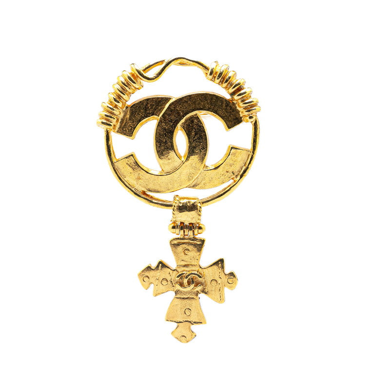 Chanel Vintage Coco Mark Cross Brooch Gold