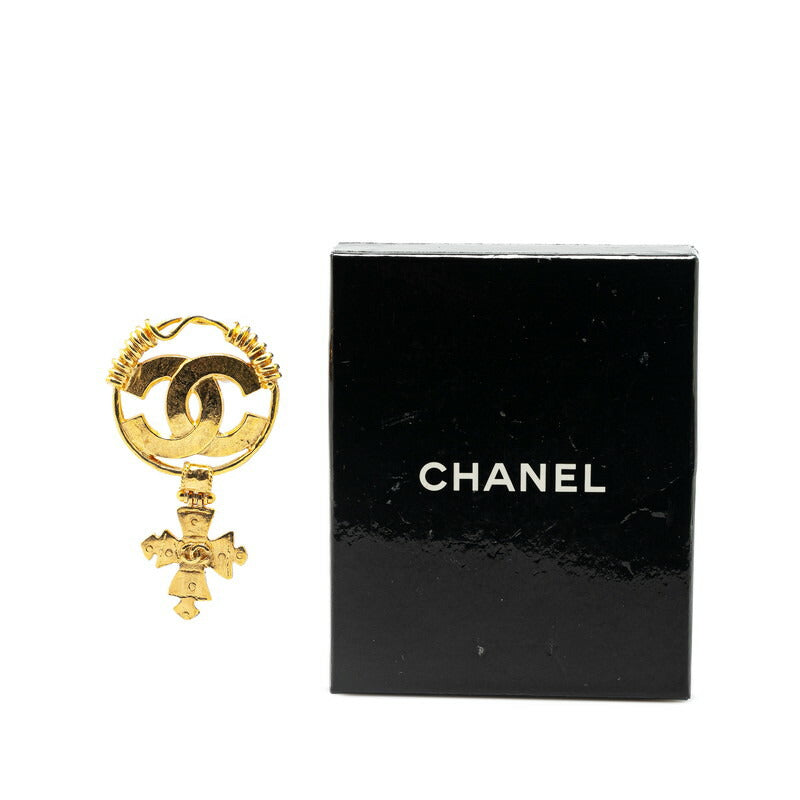 Chanel Vintage Coco Mark Cross Brooch Gold