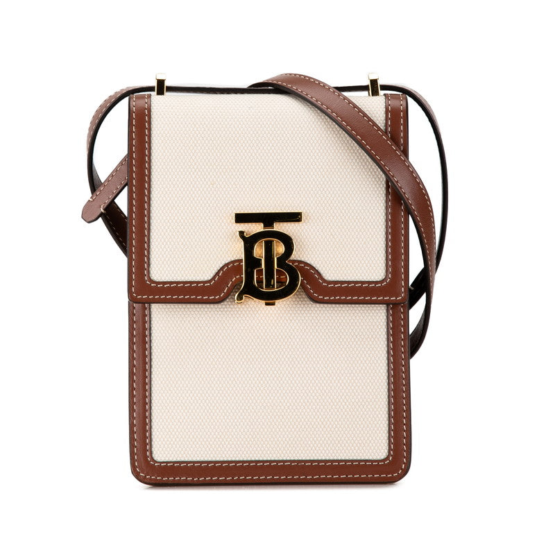 Burberry Canvas Leather TB Logo Crossbody Bag in Very Good Condition