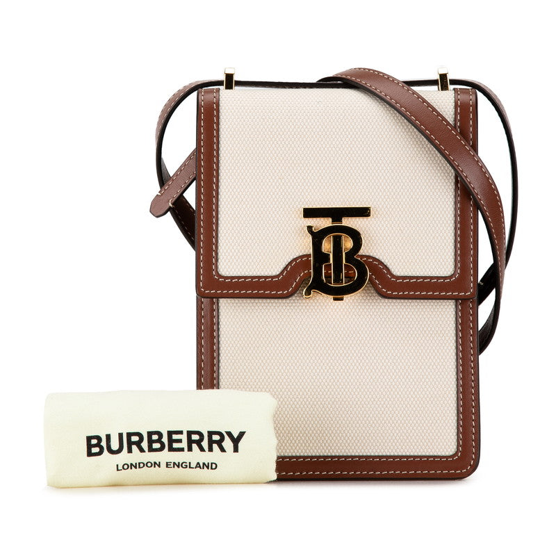 Burberry Canvas Leather TB Logo Crossbody Bag in Very Good Condition