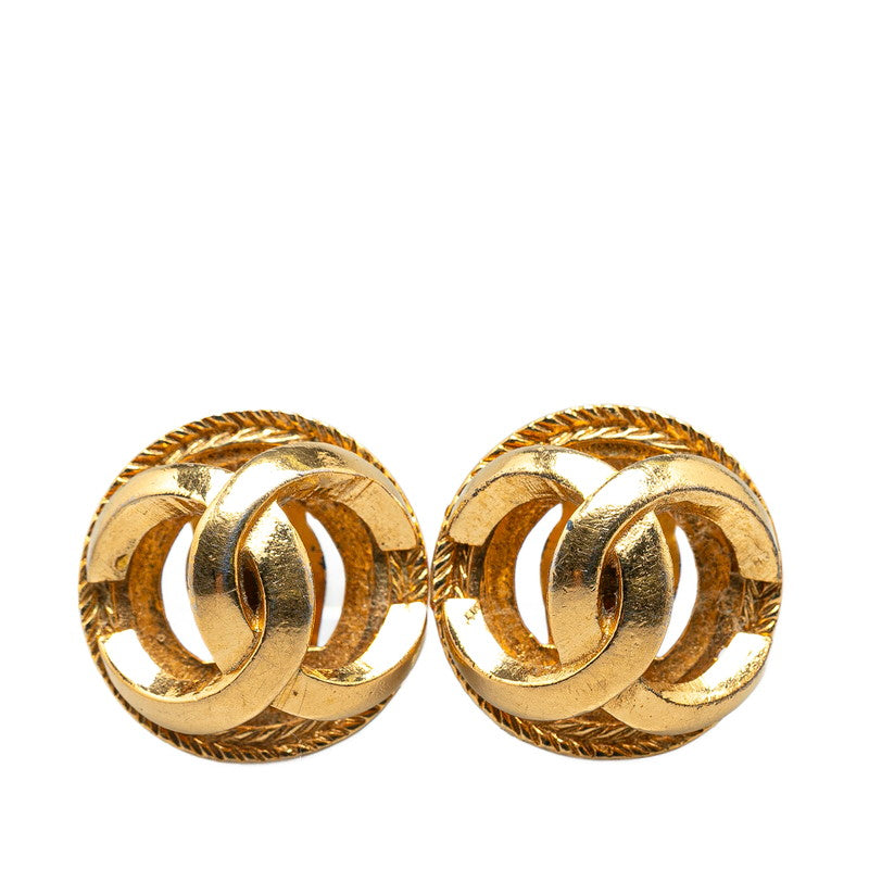 Chanel Vintage Coco Mark Earrings Gold Plated in Great Condition