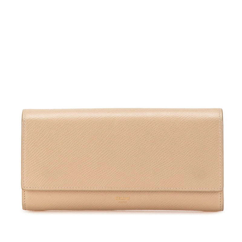 Celine Large Flap Wallet Beige Leather