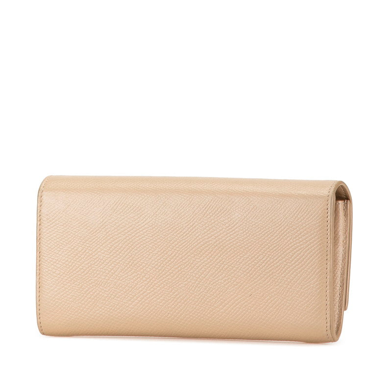 Celine Large Flap Wallet Beige Leather