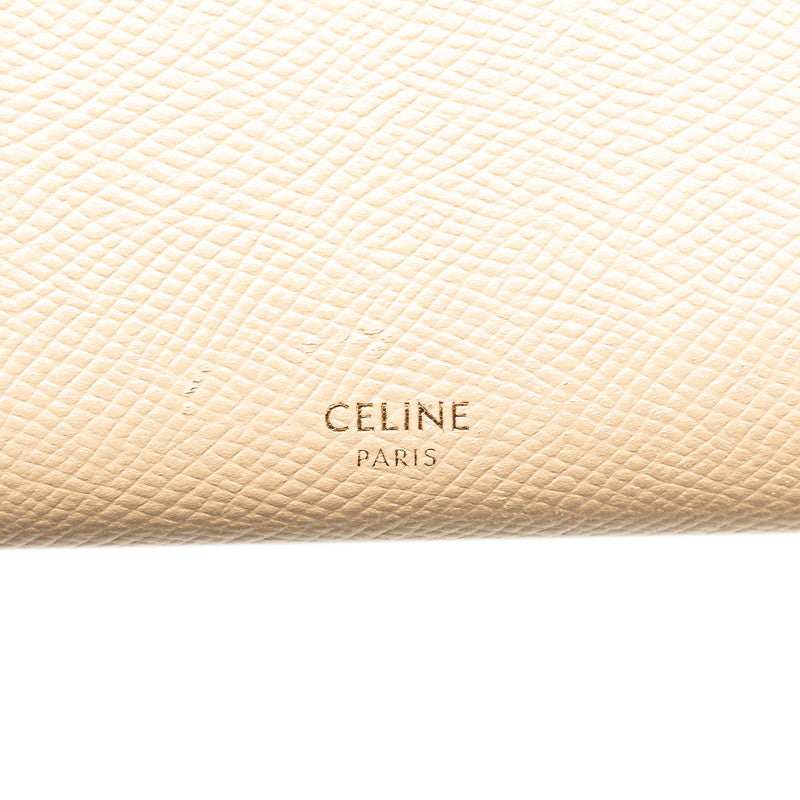 Celine Large Flap Wallet Beige Leather