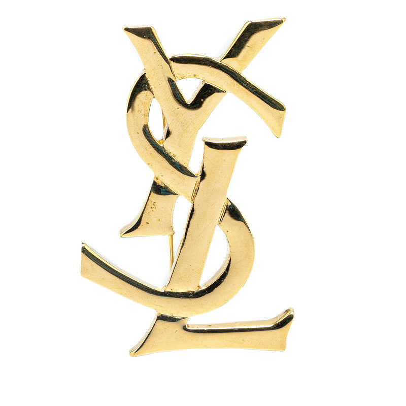 YSL Logo Gold Plated Brooch