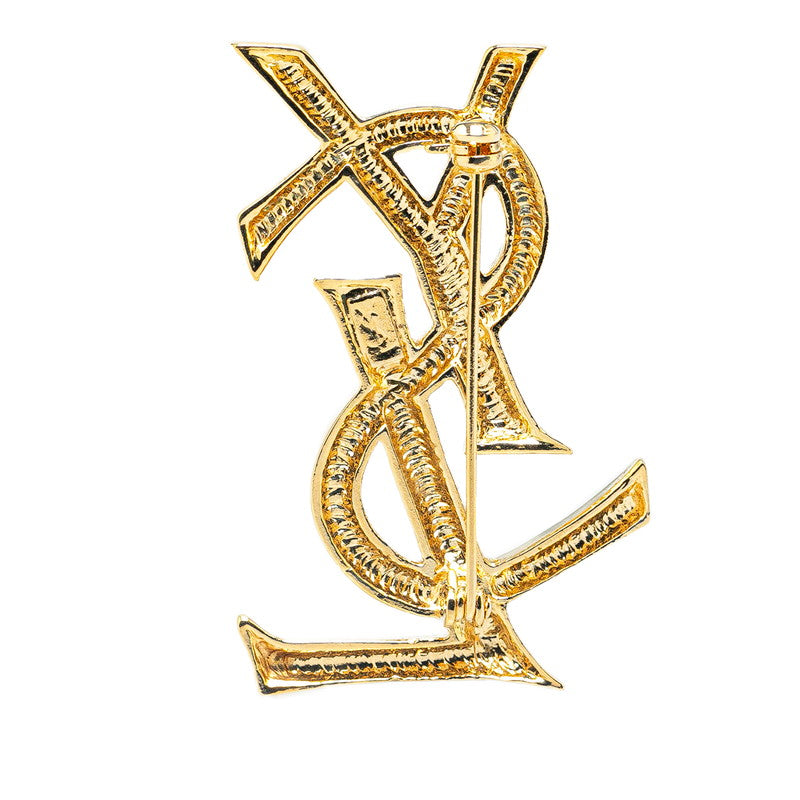 YSL Logo Gold Plated Brooch