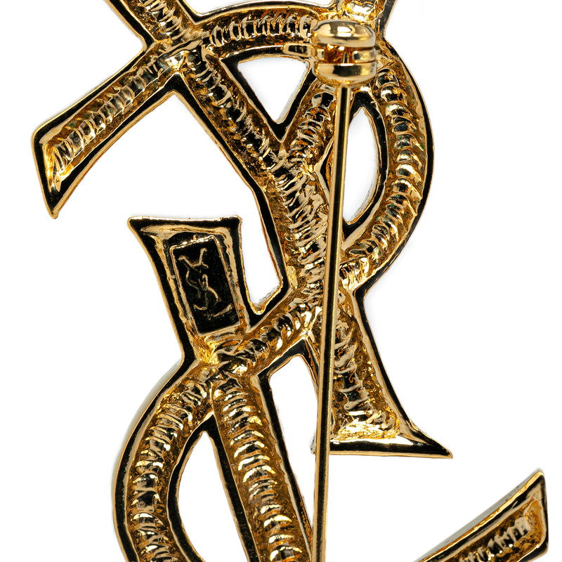 YSL Logo Gold Plated Brooch