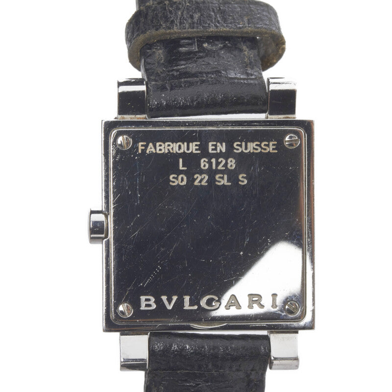 Bvlgari Quadrato Quartz Watch Stainless Steel Black Dial