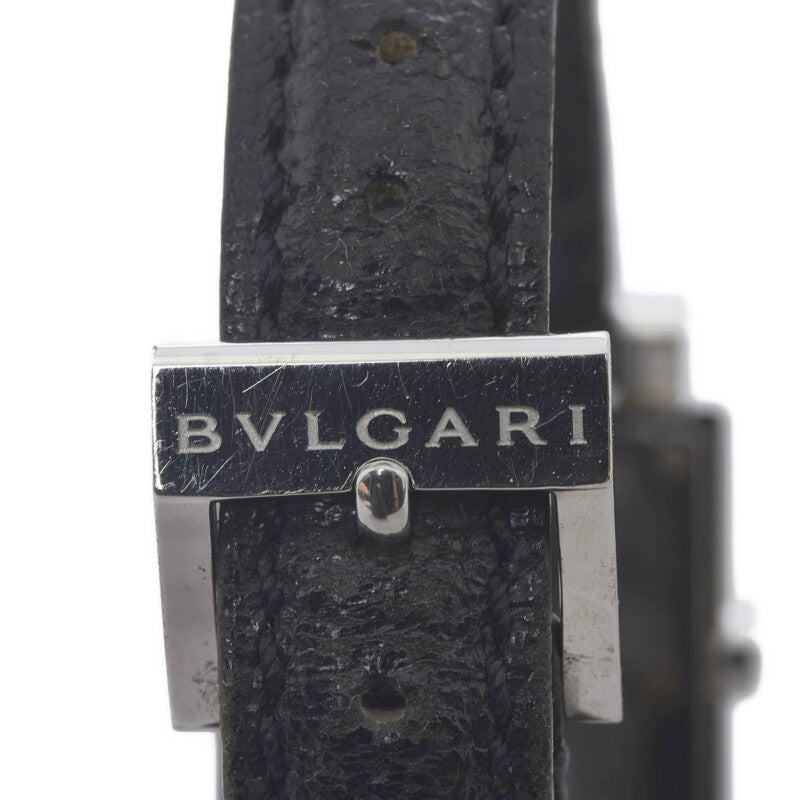 Bvlgari Quadrato Quartz Watch Stainless Steel Black Dial