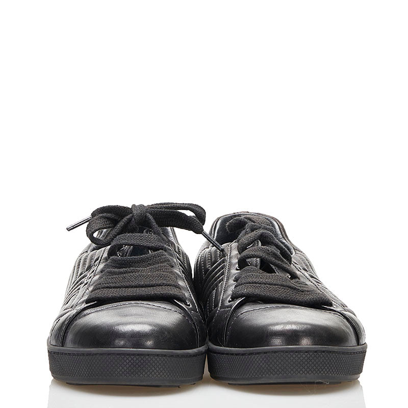 Prada Diagramme Leather Sneakers Black in Very Good Condition