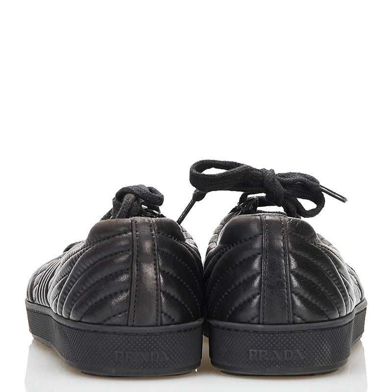 Prada Diagramme Leather Sneakers Black in Very Good Condition