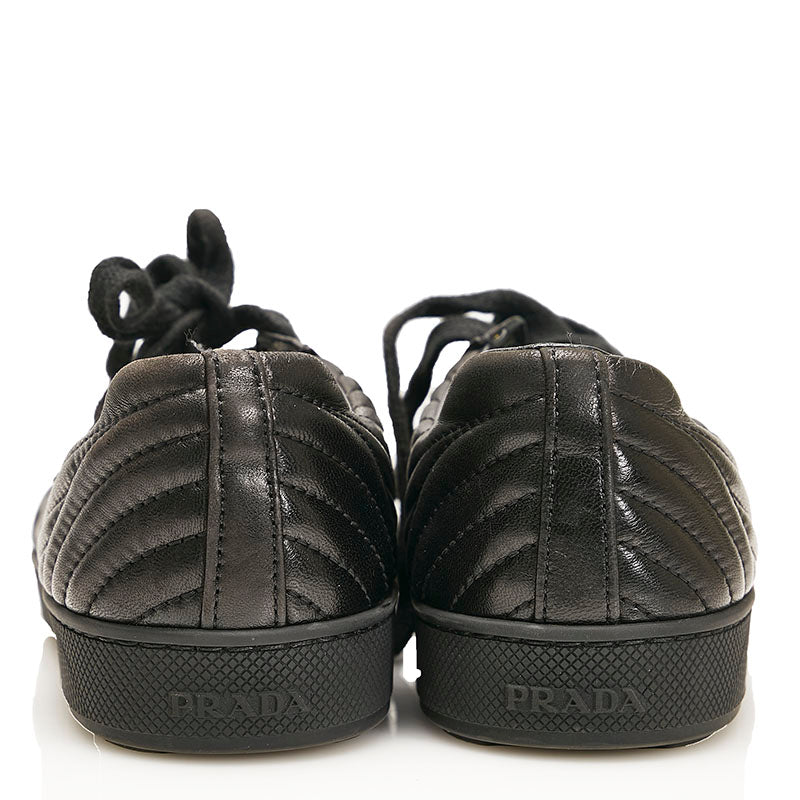 Prada Diagramme Leather Sneakers Black in Very Good Condition