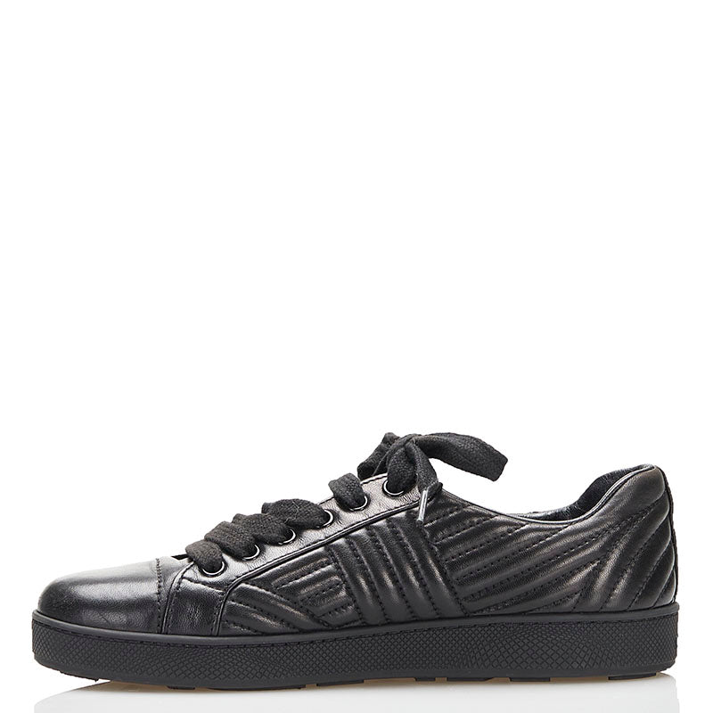 Prada Diagramme Leather Sneakers Black in Very Good Condition