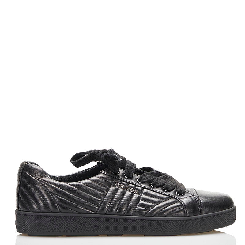 Prada Diagramme Leather Sneakers Black in Very Good Condition