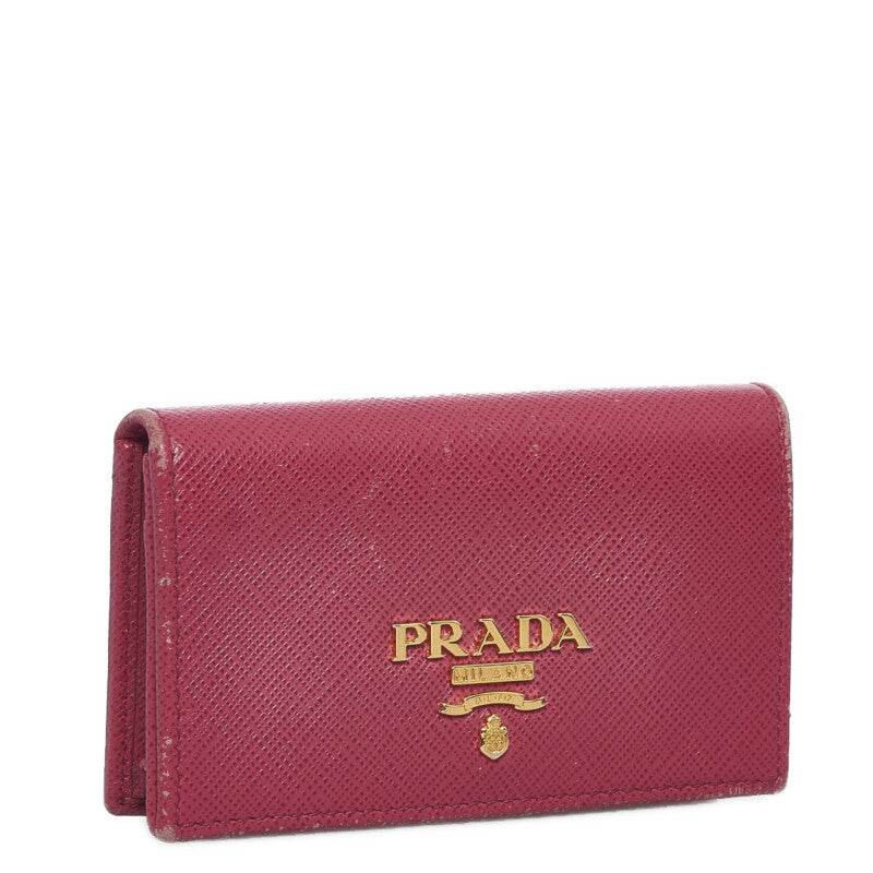 Prada Saffiano Leather Bifold Card Holder Leather Card Case in Fair condition