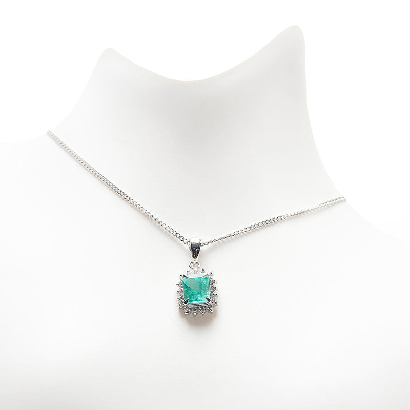 Platinum Emerald Pendant Necklace