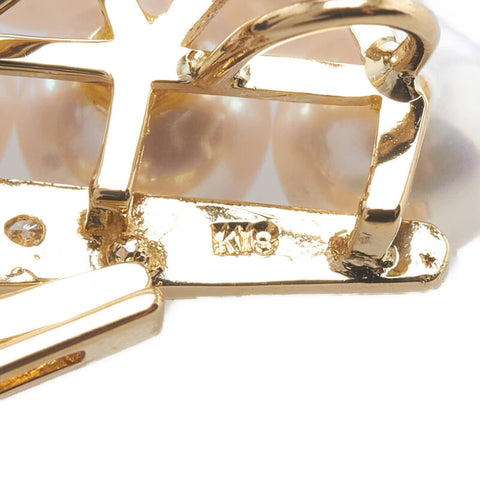 18k Gold Diamond Pearl Brooch