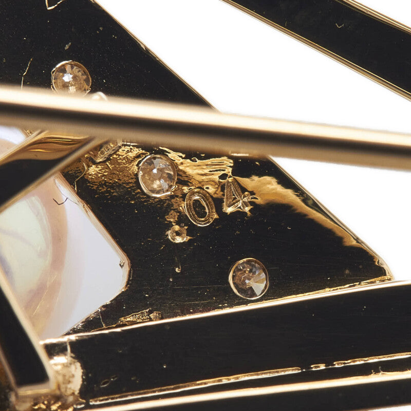 18k Gold Diamond Pearl Brooch