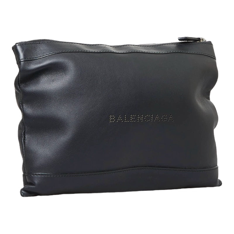 Navy Clip Leather Clutch Bag 373834