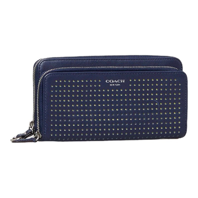 Perforated Leather Long Wallet