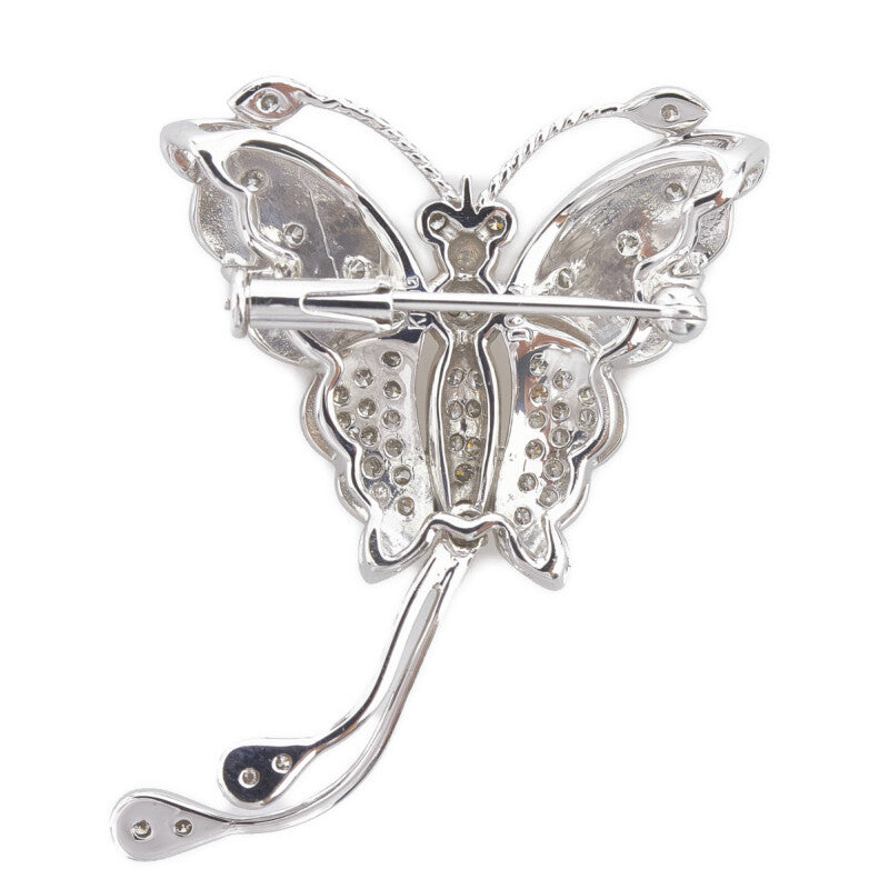 [LuxUness]  0.64ct Diamond, Butterfly Pendant/Brooch, Women's White Gold K18WG (Pre-owned) Metal Brooch in Good condition