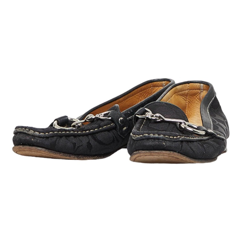 Coach Signature Bit Loafer Black Silver Canvas Leather